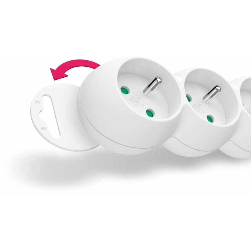Connect IT Strāvas kabelis Connect IT pagarināšanas kabelis 230 V, 5 rozetes, 3 m, ar slēdzi (balta) – 5