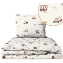 Laste voodipesu komplekt 2 tk 135/100 40/60 kreem ehitussõidukid