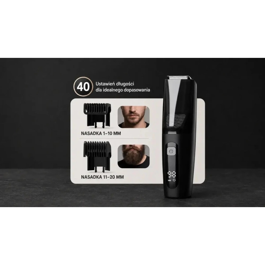 Extralink, beard and hair trimmer with storage, range 1–20 mm, USB-C, IPX6, 800 mAh – 5