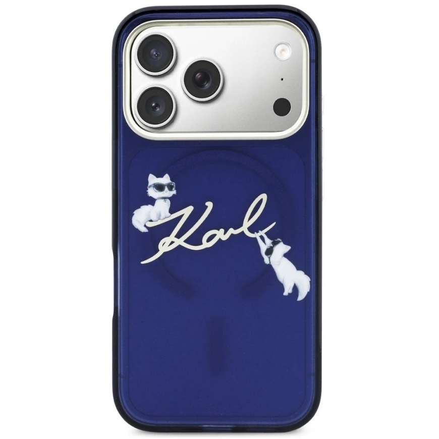 Karl Lagerfeld IML Choupettes Karl Script Logo MagSafe kate iPhone 17 Pro Max jaoks - Sinine – 3