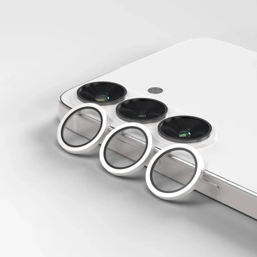 Etteri kameras aizsargstikls telefonam Samsung Galaxy S26 (S942) sudraba krāsā ar uzstādīšanas rāmi – 2