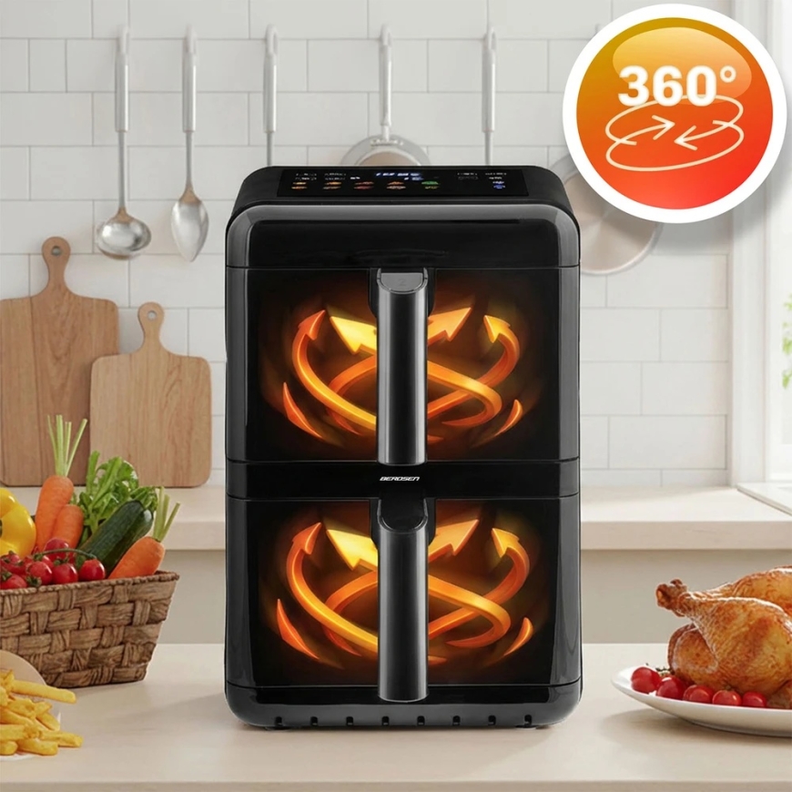 Bezvadu vertikālā gaisa fritētava ar divām kamerām Berdsen BD-663, 11,6 l, 3000 W – 3