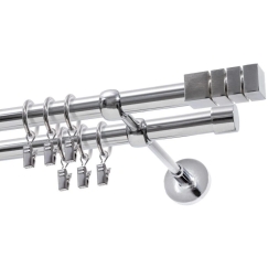 Decastyl Double Curtain Rod FI 19 mm chrome 200 cm DION with wheels KOWALSKI
