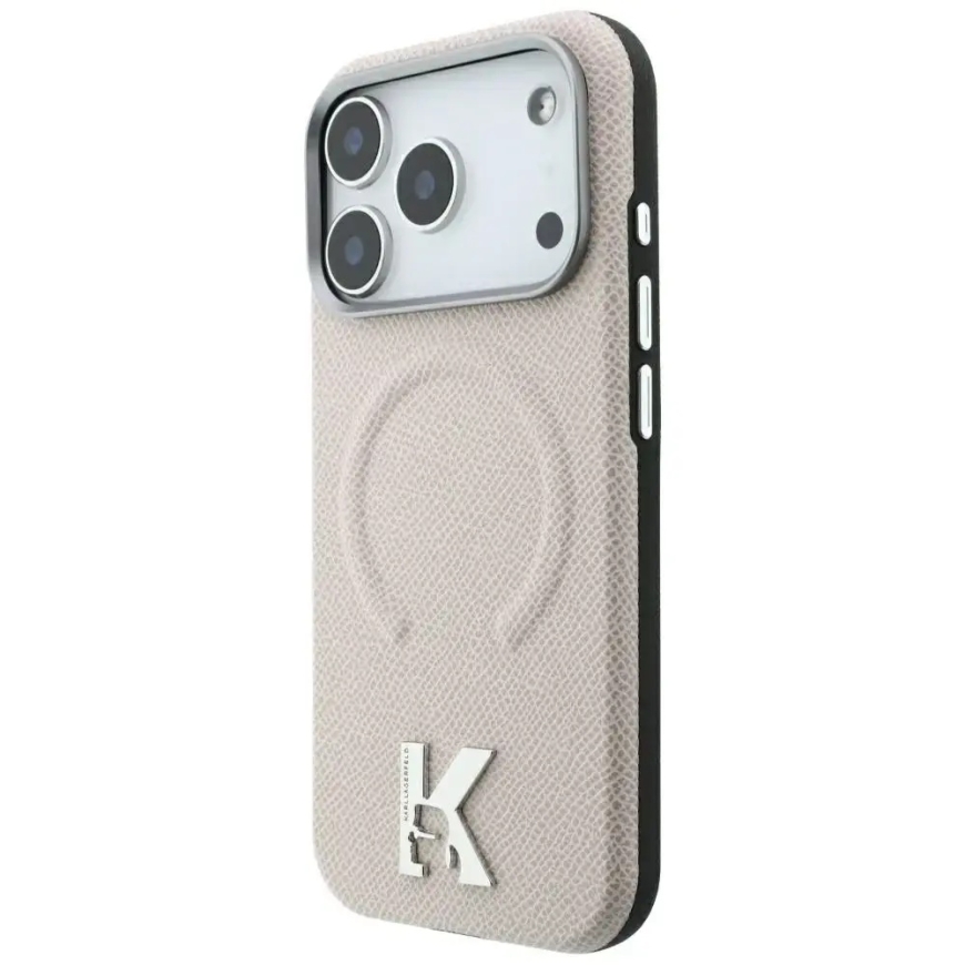 Karl Lagerfeld Grained Embossed Ring & Kameo Logo MagSafe dėklas iPhone 18 Pro / 17 Pro smėlio spalvos – 2