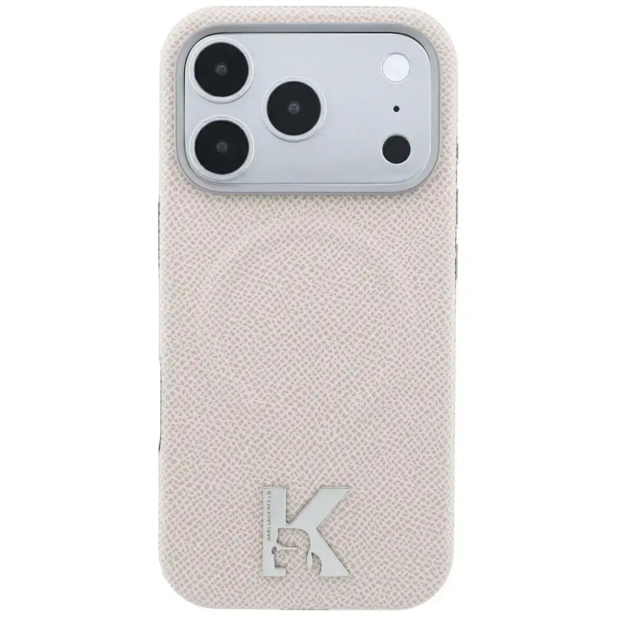 Karl Lagerfeld Grained Embossed Ring & Kameo Logo MagSafe maciņš iPhone 18 Pro / 17 Pro bēšs – 3