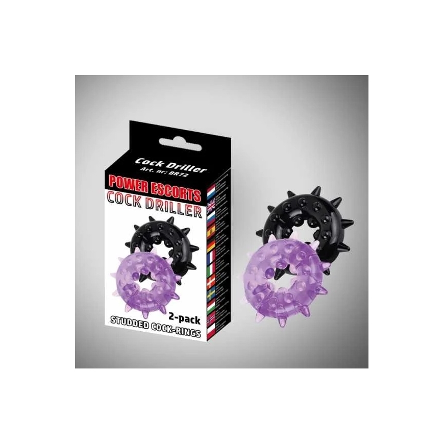 Power Escorts Cockdriller 2 пак черный / фиолетовый 2 пак кольцо для пениса 5 см x 1,6 см