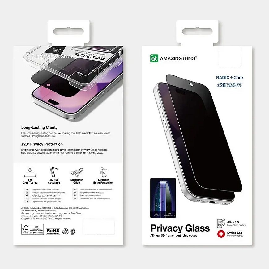 AmazingThing Radix +Care yksityisyys-tempered lasi puhelimelle iPhone 18 Pro (yksityisyysvaikutus) applikaattorilla – 4