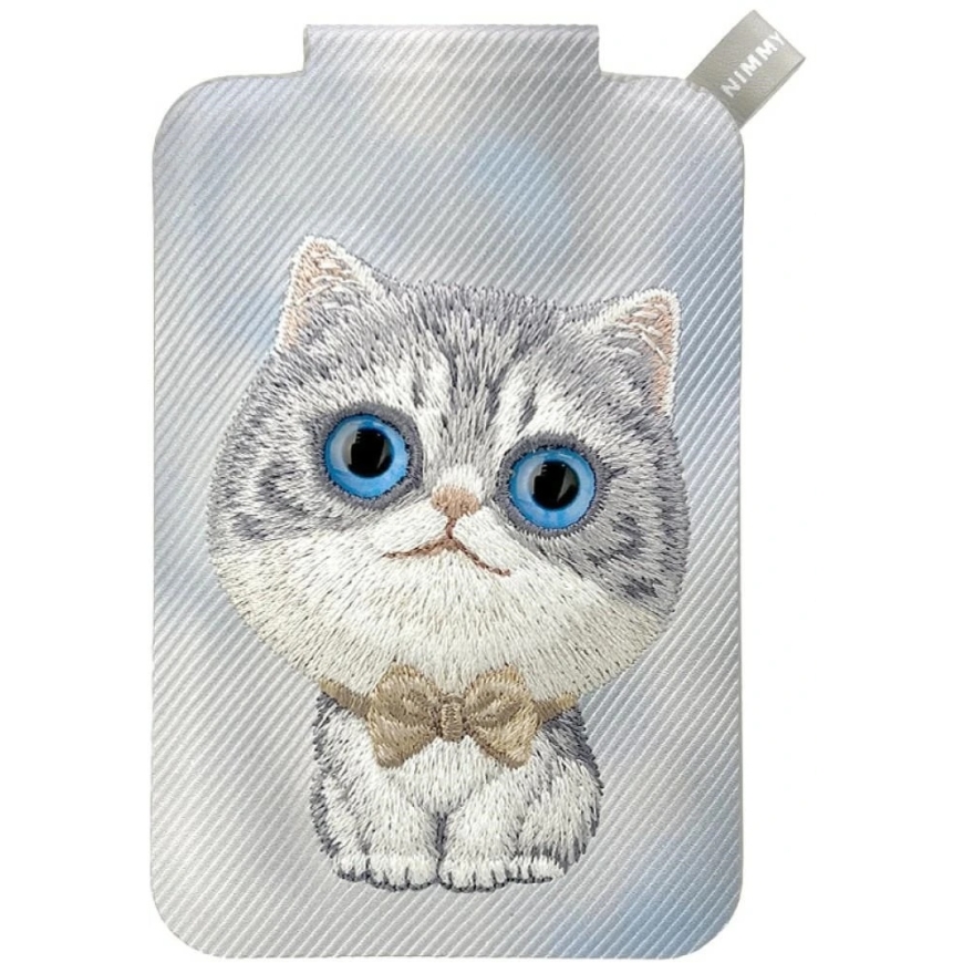 Nimmy New Big-Eye Cute Pets 2.0 magnētiskā maciņš kaķiem ar tālruņa turētāju - pelēks