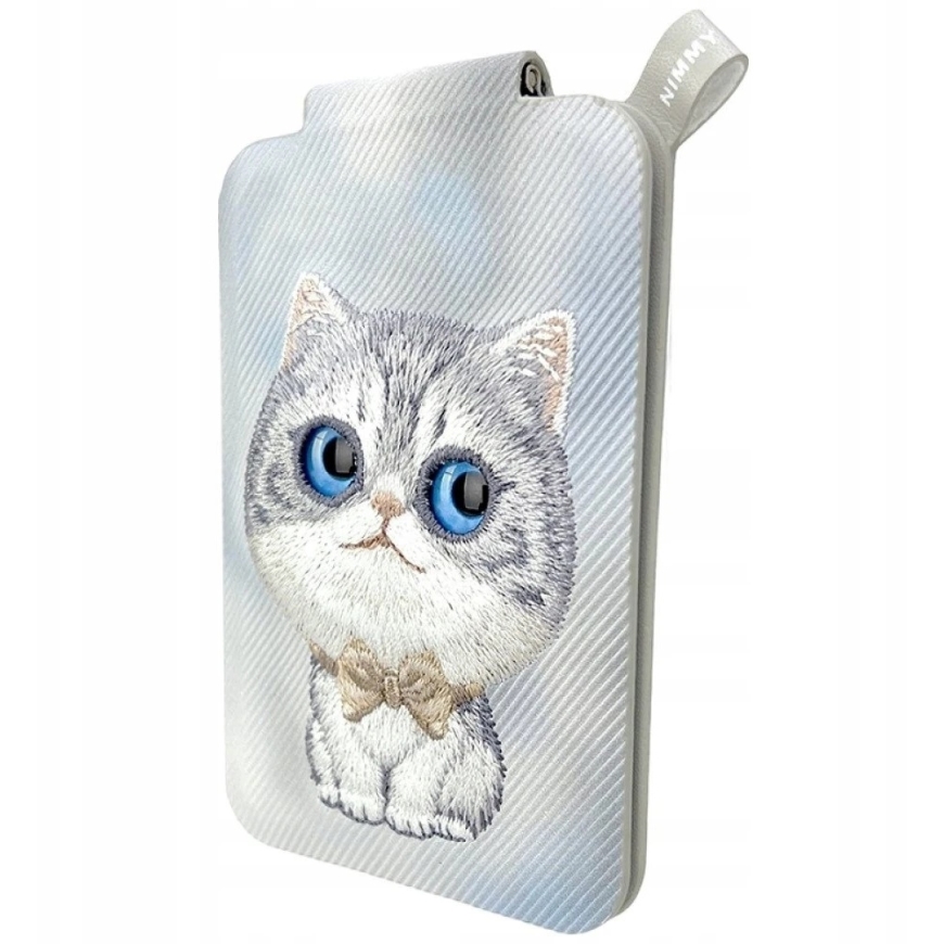 Dėklas Nimmy New Big-Eye Cute Pets 2.0 magnetinė piniginė katėms su telefono laikikliu - pilka – 5