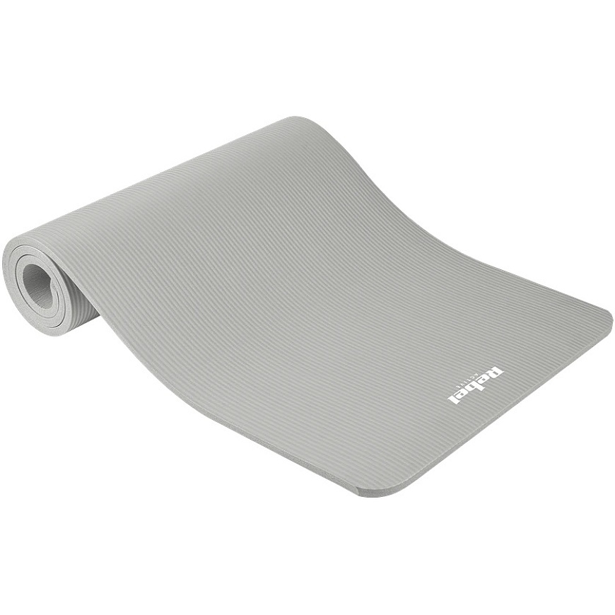 Jooga-, pilates- ja kuntosalimatto, 183x61cm, 1,5cm paksu, NBR-materiaali, harmaa, REBEL ACTIVE – 5