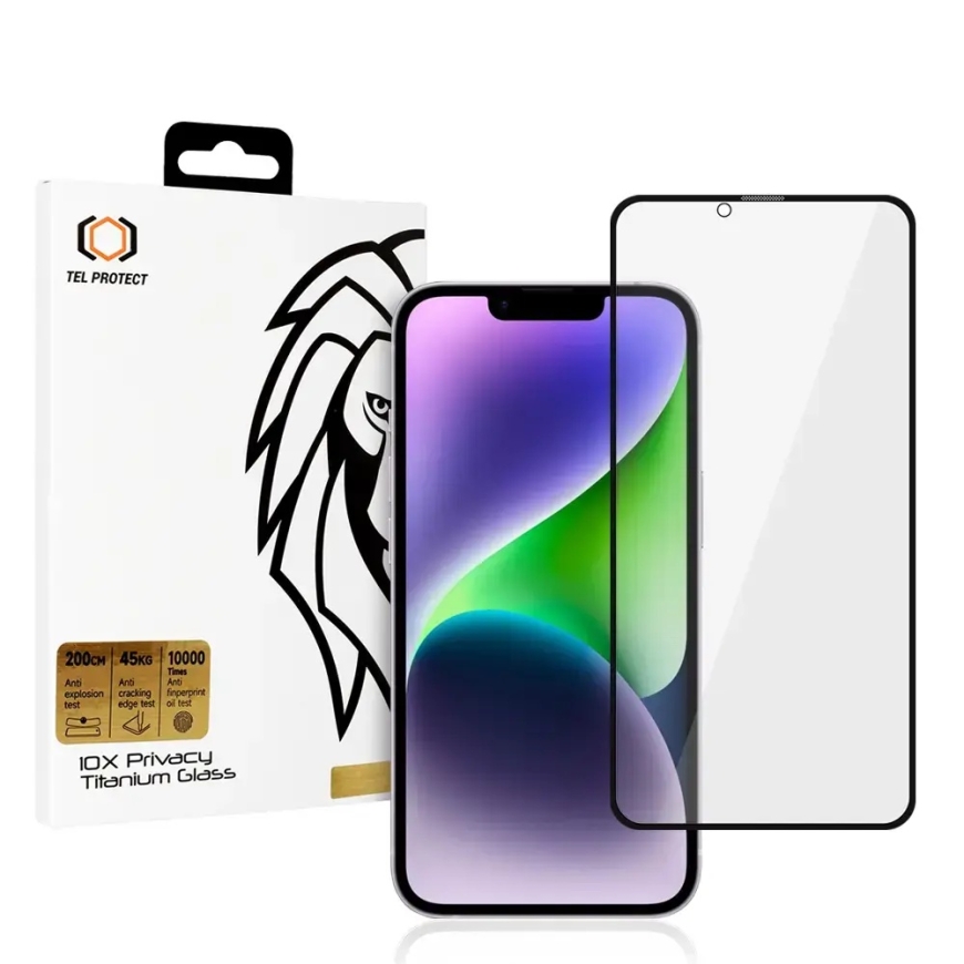 Karastatud klaas Tel Protect 10X Privacy Titanium Iphone 14 Plus jaoks