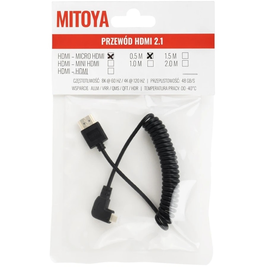 HDMI Cable - Mitoya HDMI 2.1 Angle Micro HDMI Spiral 50 cm – 3