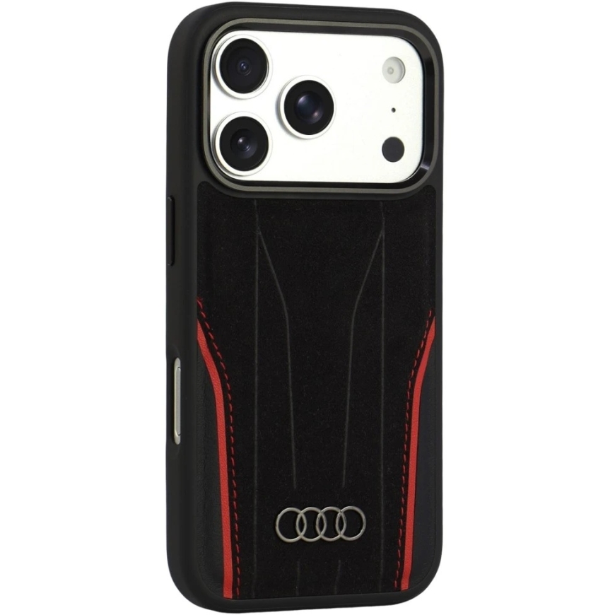 Audi R8 natural leather MagSafe case iPhone 18 Pro / 17 Pro - black and red – 3