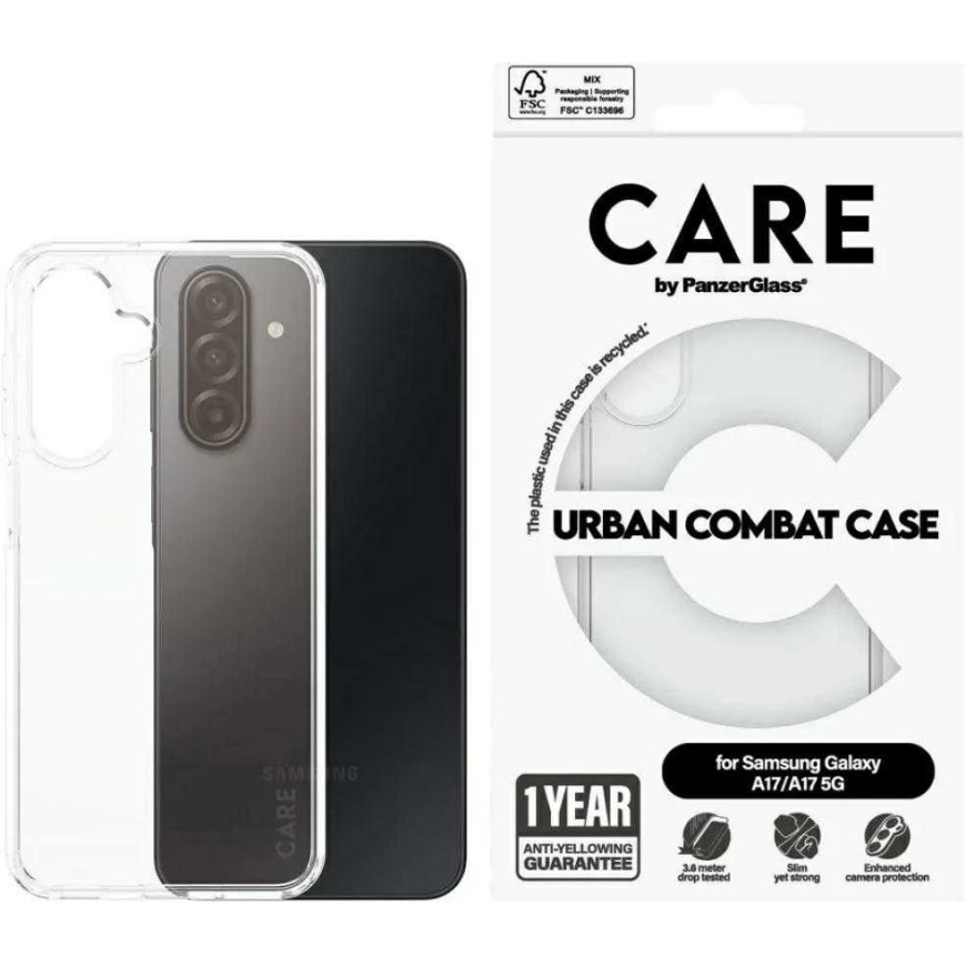 Panzer Glass "CARE by PanzerGlass" флагманский чехол "Urban Combat" для "Samsung Galaxy M17 5G / A17 / A17 5G", прозрачный