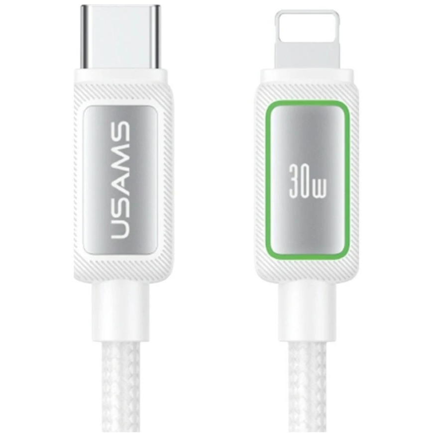 USAMS Al-Alloy SJ816 U110 RGB Fast Charging 30W USB-C to Lightning Cable 1.2m White