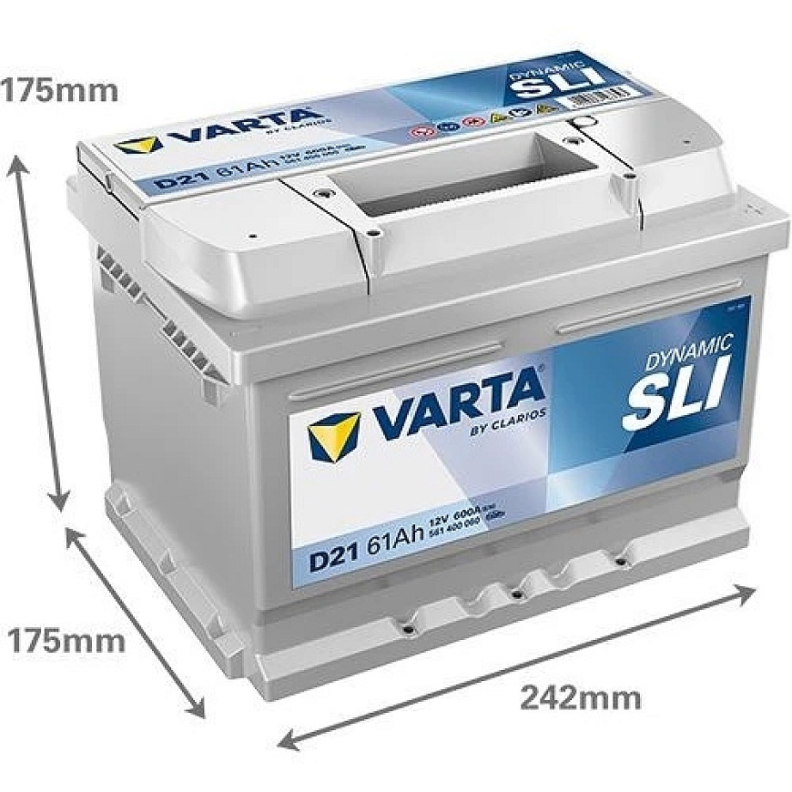 Varta Akumulators 61 Ah 600 A EN 12V – 5