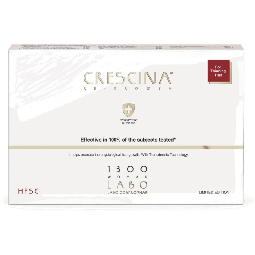 Labo Suisse Komplekts Labo Crescina Transdermic HFSC 1300 ampulas matu augšanas stimulēšanai, serums galvas ādai, sievietēm, 5 g – 2