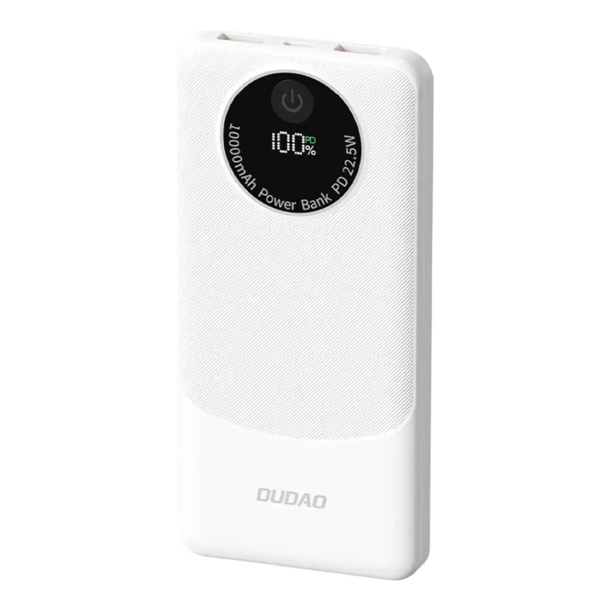 Dudao K12 išorinė baterija (powerbank) | 10 000 mAh | 22.5W | PD | USB-A, USB-C | baltas