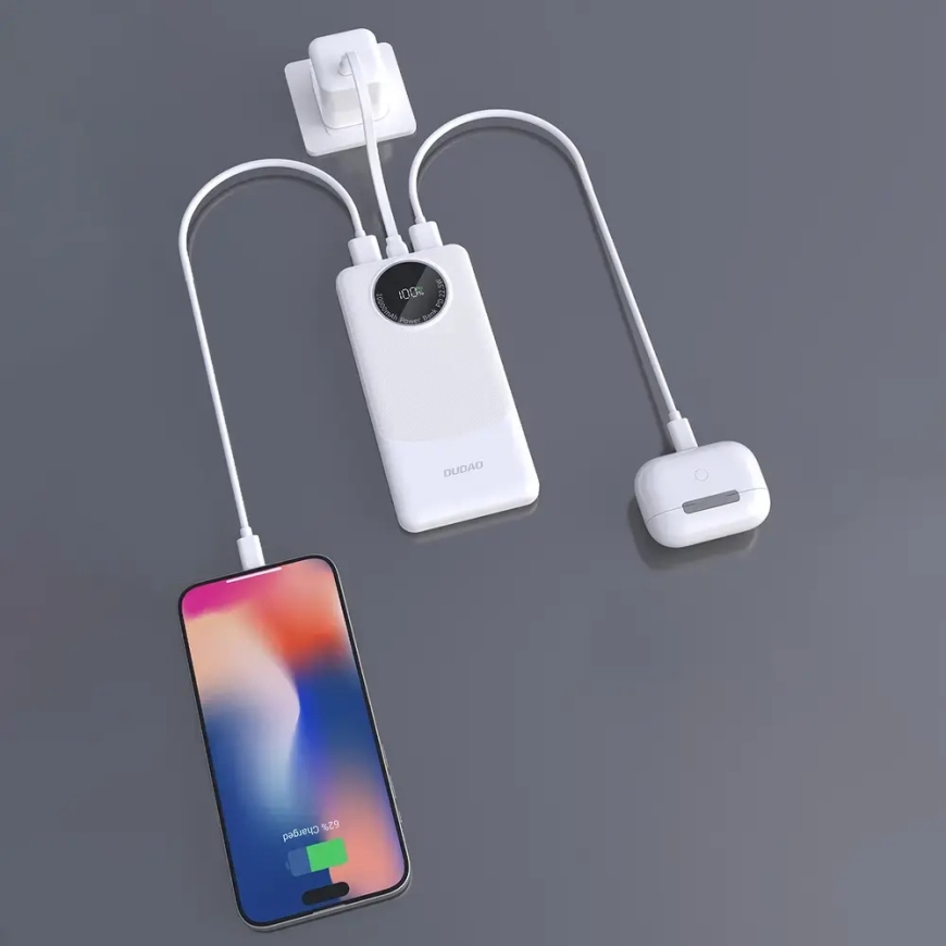 Dudao K12 ārējais akumulators (powerbank) | 10 000 mAh | 22.5W | PD | USB-A, USB-C | balts – 3