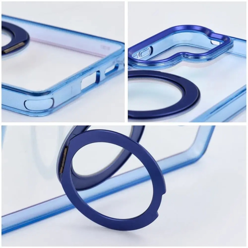 Korpuss Samsung A37 ar apaļu statīvu, saderīgs ar MagSafe, tumši zils – 5