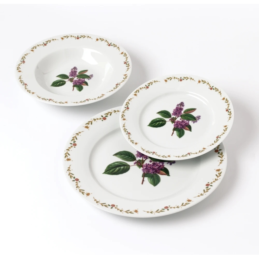 Affek Design LEA LILAC pietų rinkinys 18 dalių 21,8 cm / 19,2 / 27 cm sriubos lėkštė 220 ml – 2