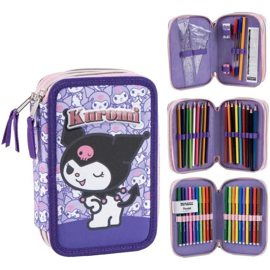 CERDÁ Hello Kitty Kuromi trīskāršs zīmuļu maisiņš