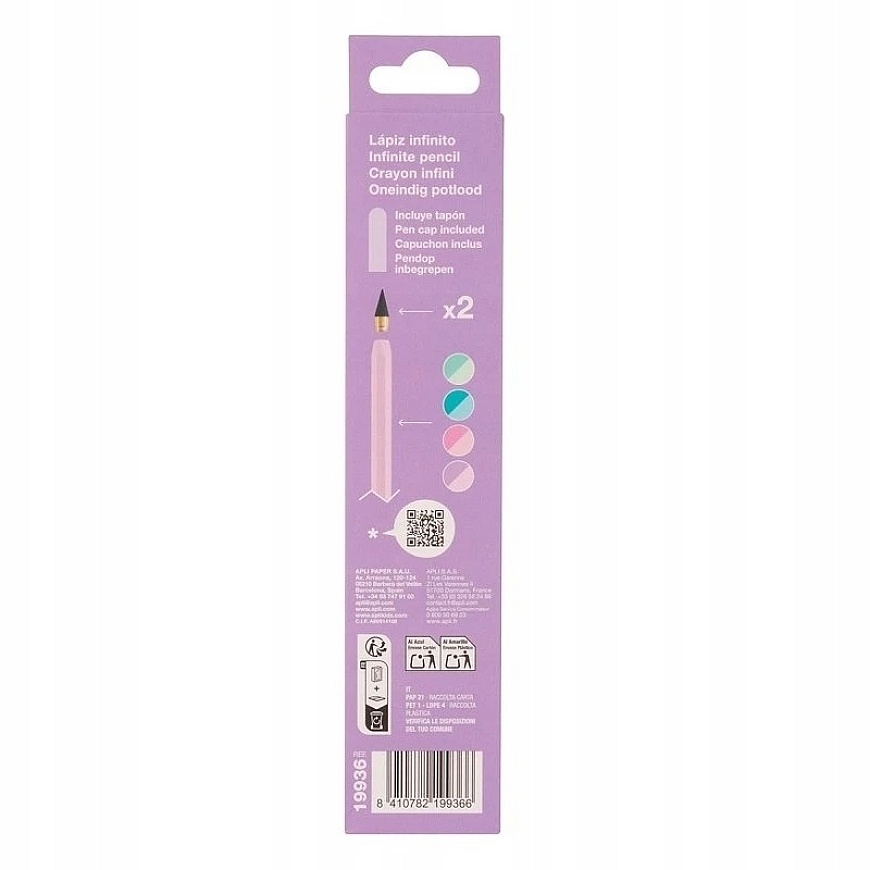 Nesibaigiantis pieštukas Apli Nordic, HB, korpusas violetinės spalvos – 2
