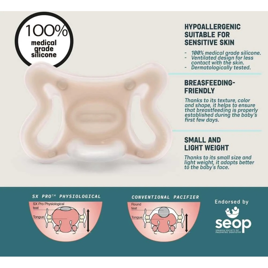 SUAVINEX PHYSIOLOGICAL, HYPOALLERGENIC ZERO ZERO SOOTHER SX PRO, 0-6 MONTHS, LIGHT – 2