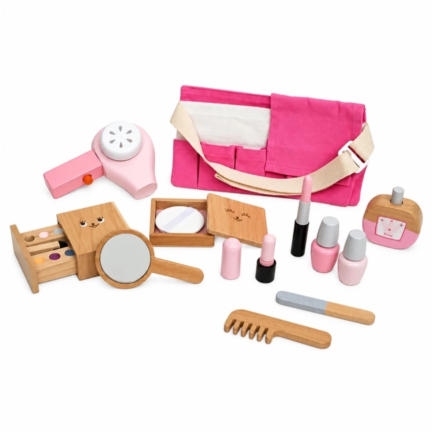 Lean Toys puidust mänguasjakosmeetikakomplekt lastele – 12-osaline komplekt – 2