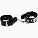 Whips Collections Handcuffs-WHIPS lacquer, women's handcuffs, black, crystals