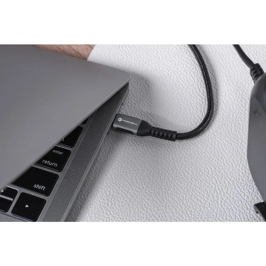 Forcell C263 duomenų perdavimo ir įkrovimo laidas | USB-C į USB-C | QC 4.0, PD | 240W | 3m | juodas – 2