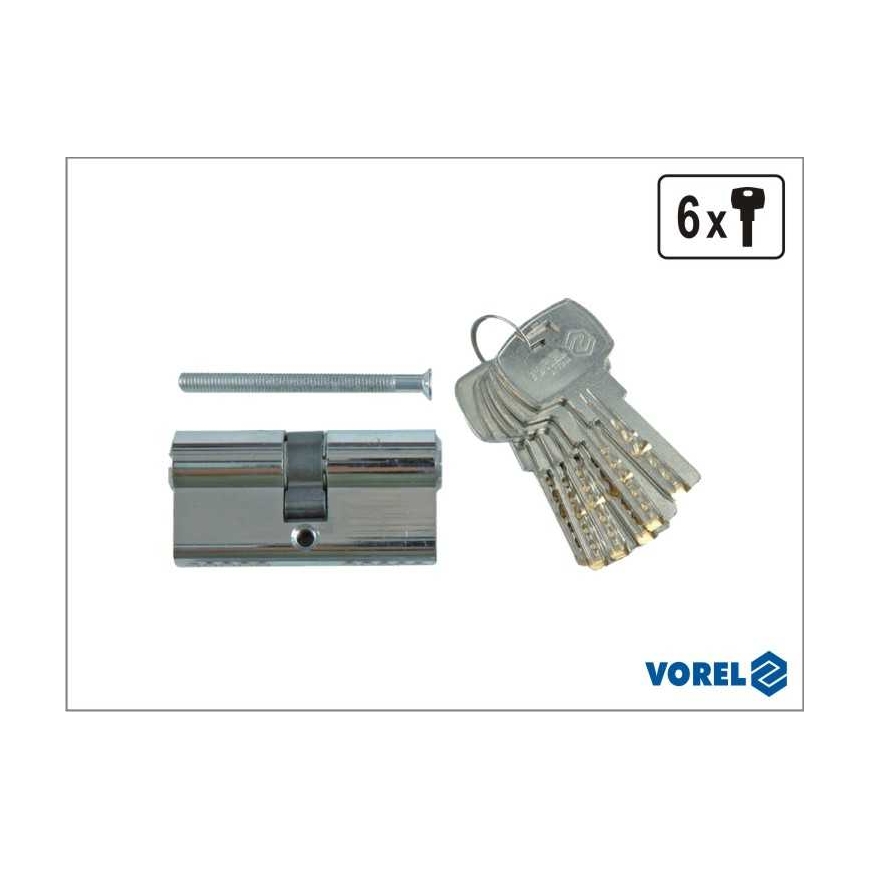 Spy Lock Cylinder with 6 Keys, Brass Vorel | 62mm, L31/31mm