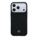 Mercedes PU Leather Semi Wrap phone case with MagSafe support for iPhone 17 Pro black Mercedes PU Leather Semi Wrap phone case with MagSafe support for iPhone 17 Pro black