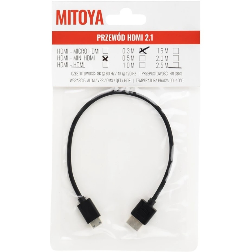Mitoya HDMI Laidas - 30cm HDMI į Mini HDMI 8K 60Hz 4K 120Hz 48Gbps – 3