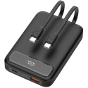 Išorinė baterija DELTACO, 10 000 mAh, 2 integruoti USB-C laidai, PD 20 W, juodas / PB-CC100 / 1903845 Išorinė baterija DELTACO, 10 000 mAh, 2 integruoti USB-C laidai, PD 20 W, juodas / PB-CC100 / 1903845