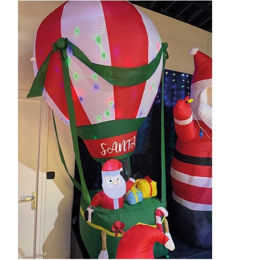 Koopman Joulukoriste Santa Claus Ilmapallo, itsestään puhallettava, ulkokäyttöön, 210 cm, LED