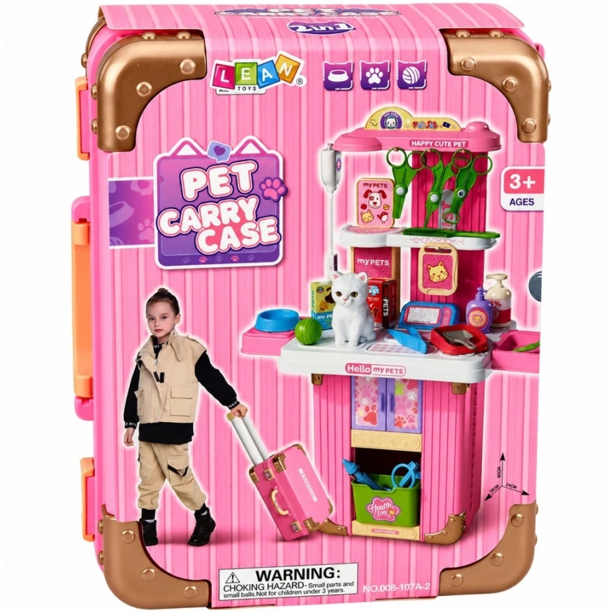 Lean Toys Ветеринарный кейс с выдвижной ручкой и колесами, белый, 31,5 × 24,5 × 13,5 см – 4
