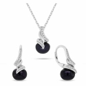 Brilio Silver Elegant jewelry set with dark pearls SET298WBC (necklace, pendant, earrings) Brilio Silver Elegant jewelry set with dark pearls SET298WBC (necklace, pendant, earrings)
