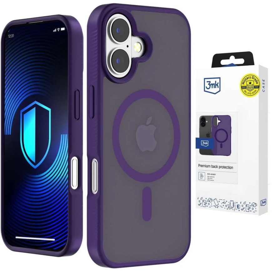 3Mk apsauginis 3mk dūminis „MagCase“ dėklas, skirtas iPhone 17 - violetinė-permatoma
