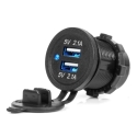 Ūdensizturīgs tālruņa lādētājs ar ZILU LED indikatoru 4,2A 2xUSB 12/24V AMIO-04217 Ūdensizturīgs tālruņa lādētājs ar ZILU LED indikatoru 4,2A 2xUSB 12/24V AMIO-04217
