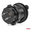 Ūdensizturīgs tālruņa lādētājs ar ZILU LED indikatoru 4,2A 2xUSB 12/24V AMIO-04217 Ūdensizturīgs tālruņa lādētājs ar ZILU LED indikatoru 4,2A 2xUSB 12/24V AMIO-04217