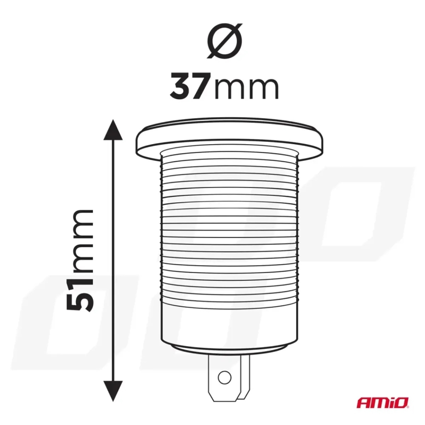 Ūdensizturīgs tālruņa lādētājs ar ZILU LED indikatoru 4,2A 2xUSB 12/24V AMIO-04217 – 4