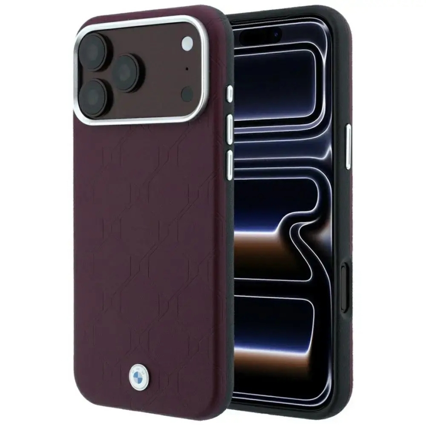BMW Sign Debossitud Kantmetall Logo MagSafe Kott iPhone 18 Pro Max / 17 Pro Max Burgundi