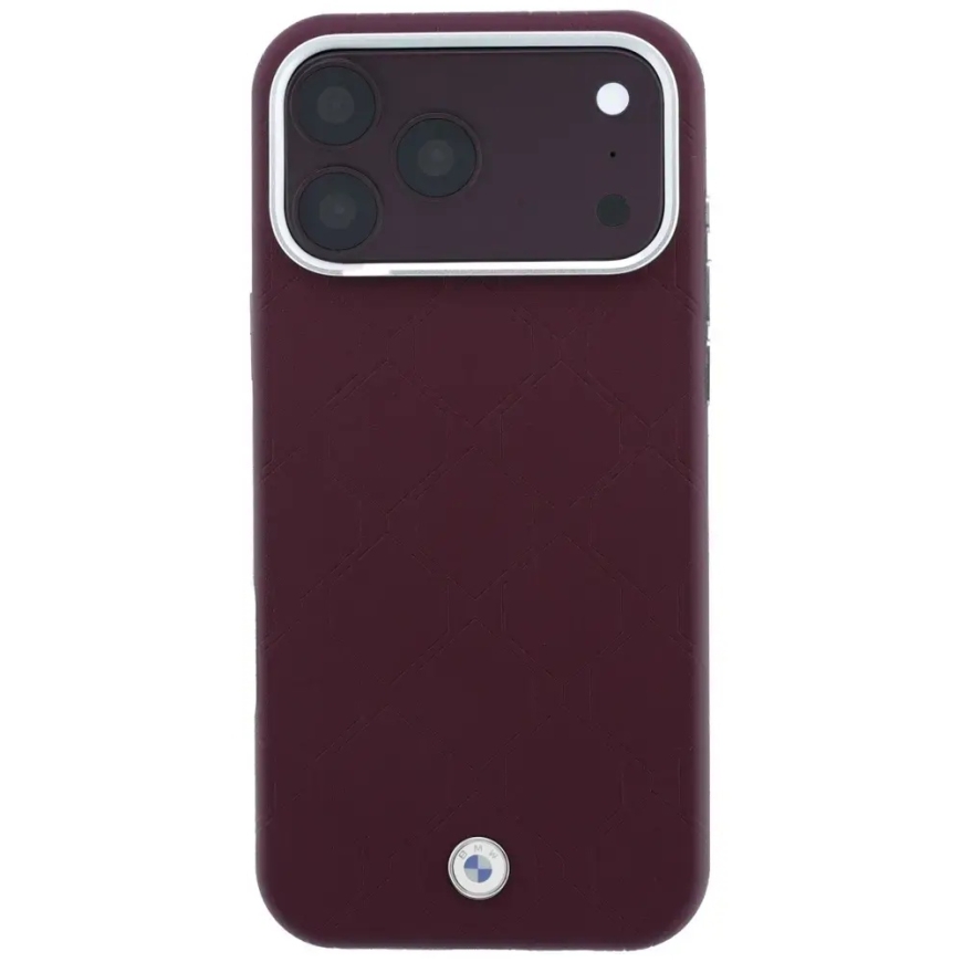 БМВ Знак Дебосс Квадратный Металлический Логотип MagSafe Чехол для iPhone 18 Pro Max / 17 Pro Max Бордовый – 3