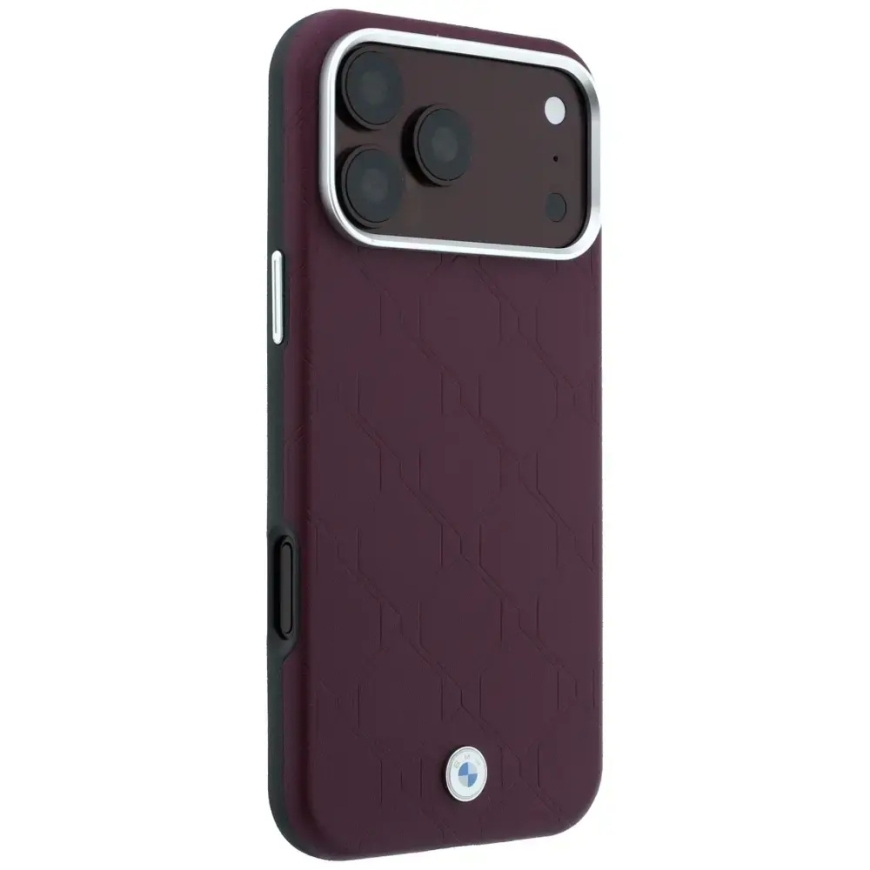 БМВ Знак Дебосс Квадратный Металлический Логотип MagSafe Чехол для iPhone 18 Pro Max / 17 Pro Max Бордовый – 4
