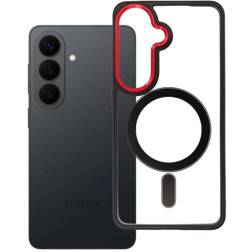 OEM Korpus Samsung S26 Color Edge Mag Cover, ühilduv MagSafe must punane – 4