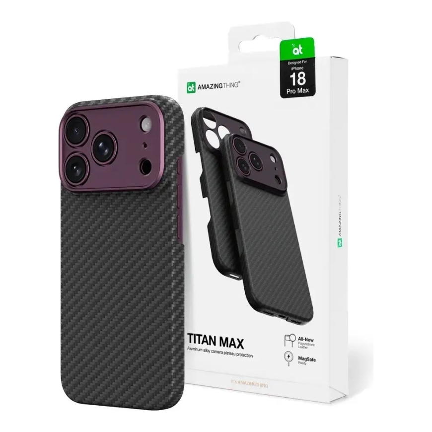 AmazingThing Titan Max objektyvo dėklas iPhone 18 Pro Max iš aramidinės pluošto su kameros dangteliu, suderinamas su MagSafe - V
