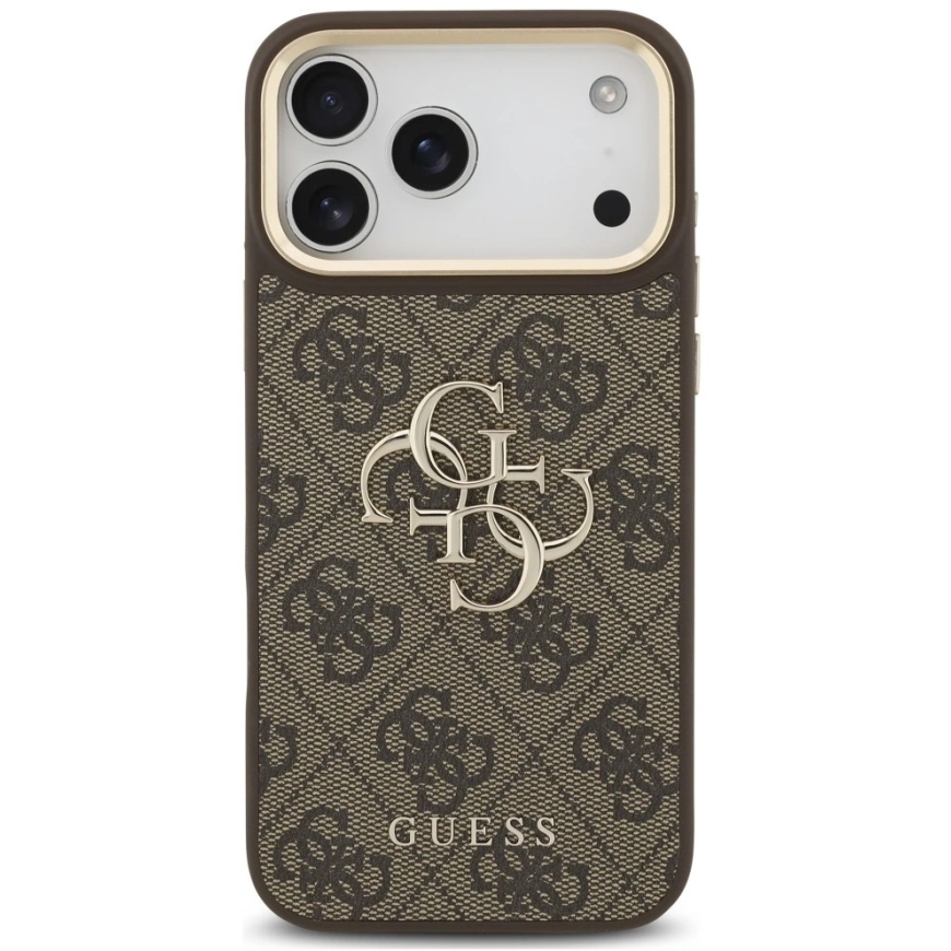 Guess 4G Big maciņš 4G Classic Logo Big ar siksnu un metāla pogām, paredzēts iPhone 18 Pro / 17 Pro, brūns – 4