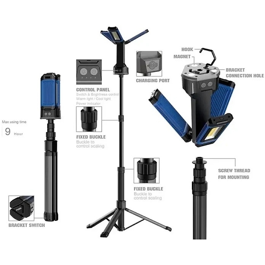 Dedra Lampa Sulankstoma daugiafunkcinė LED lempa 4500lm, trikojis, dviejų spalvų – 2