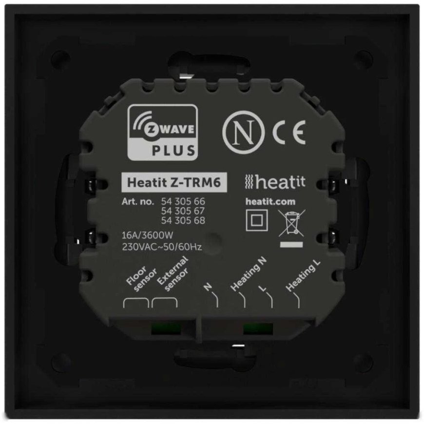 heat it Termostatas Heatit Z-TRM6 juodas matinis Z-Wave termostatas 3600W 16A 868,4 Mhz – 3